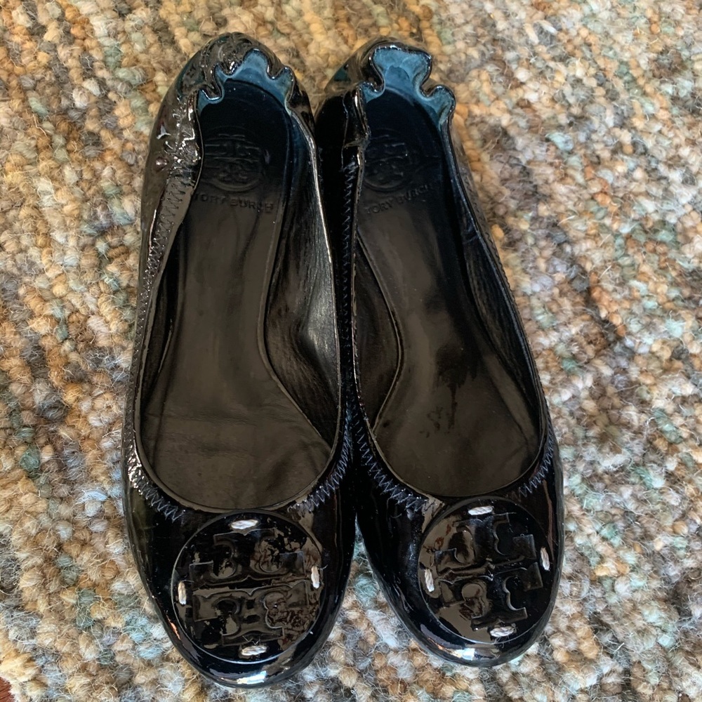 Tory Burch Reva Black Patent Leather sz 7